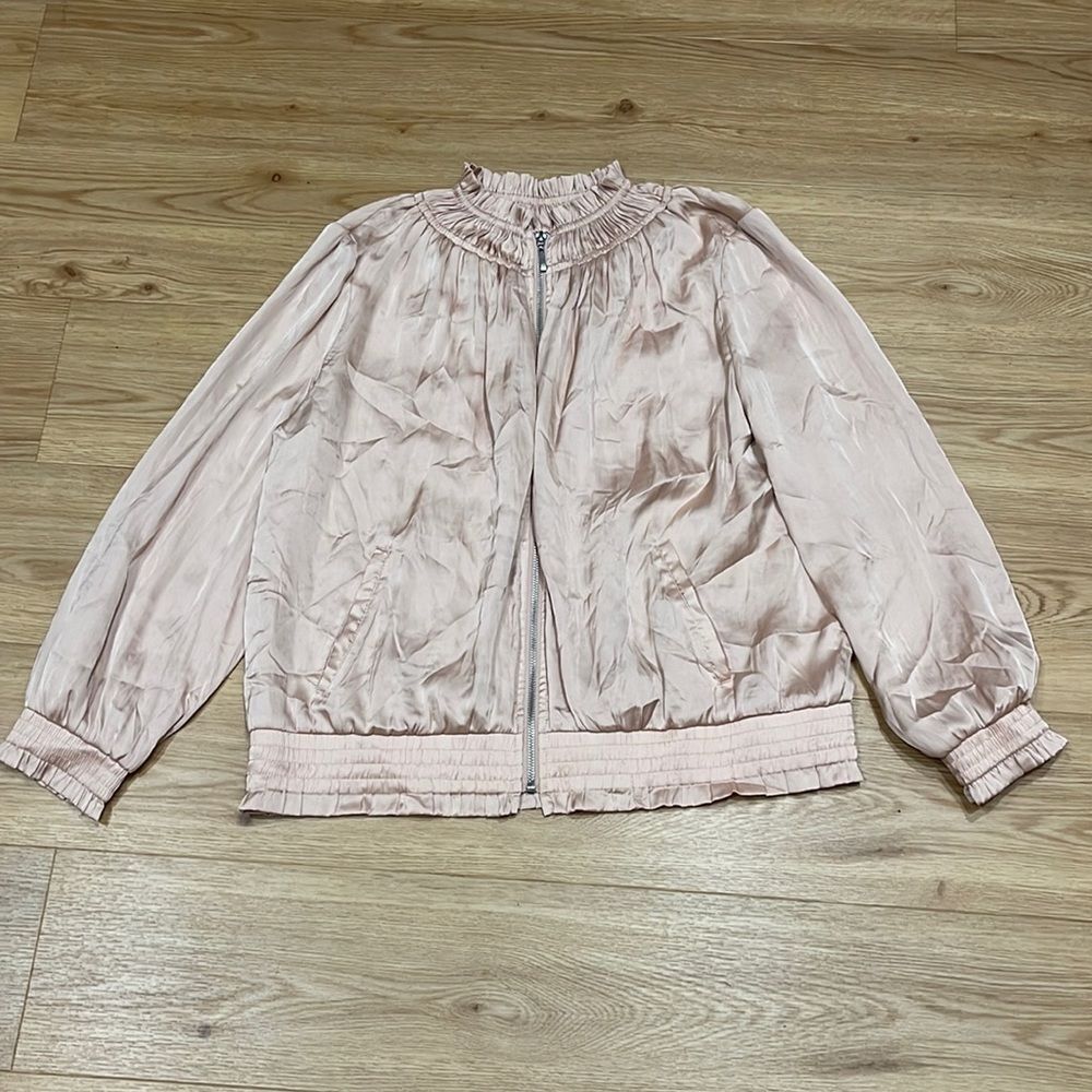 Chicos Silk Gold Tone Jacket Sz M